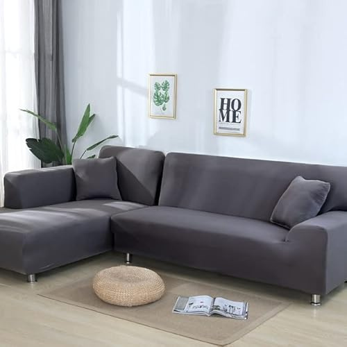 uyeoco Sofabezug L Form Ecksofa 3/2/4 Sitzer Elastischer Sofahusse Grau Stretch Couchhusse Sofaüberwurf Couchhusse Spannbezug Sofa-Abdeckung Hussen Für Couch (Color : B, Size : 170-210cm)
