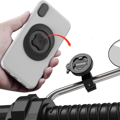 Motorcycle Phone Mount, Aluminum Motorbike Rearview Mirror Phone Holder with Universal Adapter, [Φ10-14mm] 360° Rotation for Scooter,Electric,Moto Compatible with iPhone/Google-【Series C - 2nd Gen】