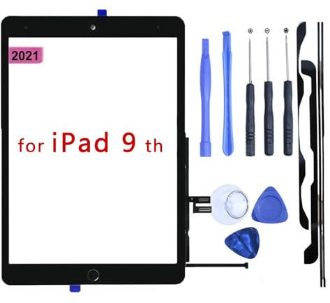 Hedywei Schermo Tattile di Ricambio per iPad 9 Display A2602 A2603 A2604 A2605 10.2 Pollici 2021 Touch Screen Digitizer con Kit utensile (Nero)