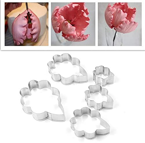 Easiest 3D DIY Parrot Tulips Petal Gum Paste Fower Cutter Fondant Mold Icing Cookie Tool Sugarcraft Decorating Mould 3 PCS for 3 Sizes
