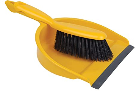 Professional Dustpan & Stiff Brush Set (3) - Yellow