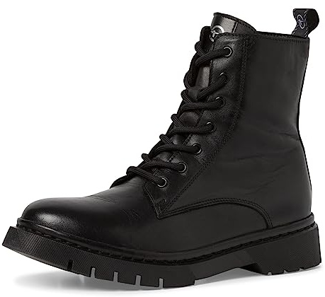 Tamaris Damen Schnürstiefeletten, Frauen Stiefeletten,Wechselfußbett,Comfort Lining,schnürboots,reißverschluss,Stiefel,Bootee,Black,39 EU