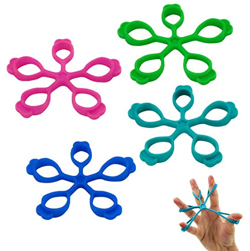 TUKEVA 4 Stück Fingertrainer Fingerstärken-Trainer Handwiderstandsbänder | Finger Trainingsgerät für Krafttrainer und Handgriffverstärker,für Gitarre Finger strengtheners, Klavier, und Unterarmübungen