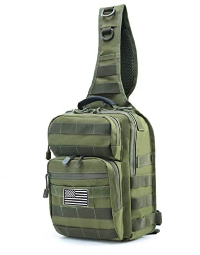 REEBOW GEAR Tactical Sling Bag Outdoor Tactical Molle Bag EDC Brusttasche für Männer Frauen,Green