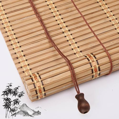 Bambusrollos 50/60/70/80/90/100/120/140cm Breit Rollläden,Sonnenschutz Bambusvorhänge Für Fenster,Raffrollos,Lichtfilternde Rollo Bambus,Für Innen Außen Terrassen Pergolen,W×H-140x180cm/55x71in