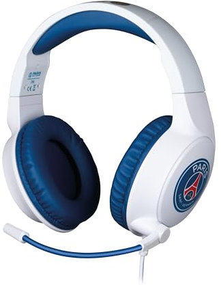 Konix PSG Casque Gaming Filaire pour PC, PS4, PS5, Switch, Xbox One et Series X|S - Microphone 45° - Câble 1,5 m - Prise Jack 3,5 mm - Blanc et Bleu