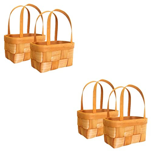 Alipis 4pcs Basket for Bouquets Small Woven Basket Handheld Flower Arrangement Hamper Bohemian Decorative