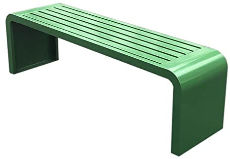 ZMYJTO Outdoor-Bank Park-Gartenbank, 2-3-Sitzer-Terrassenbank, Outdoor-Bänke, wetterfest, Stahlrahmen-Gartenbank, rückenfreie Terrassenbank, für Hinterhof, Veranda, Balkon, Rasen (Color : Green, SI