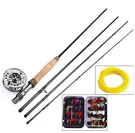 AMEEDA Portative Canne à pêche 2,7M pêche à la Mouche et Rod Set Fly Rod Voyage Portable Fly Reel Combo pêche à la Mouche Ligne Leurres Combo Box Amateurs