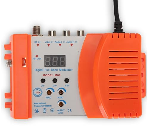 Modulateur AV vers RF, Modulateur RF Numérique pour TV, Modulateur VHF UHF Convertisseur AV vers RF pour Récepteurs Satellite Caméscopes Magnétoscopes DVD, PAL NTSC