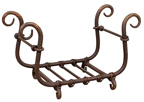 Biscottini Cesto porta legna da interno in ferro 60x30,5x36 cm | Porta legna per interni forgiato a mano | Portalegna da esterno e interno