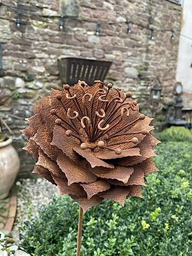 Rusty Flower 265- Plant Support - Garden Decor - Garden Stake - Flowers - Rustic Metal Garden Sculpture -Garden Art - Garden Ornament - Gift