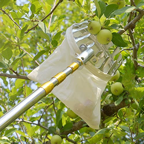 LekLai Obstpflücker Mit Teleskopgriff, Obsternte, Obstsammler, Apfelpflücker-Werkzeug Mit Obstaufbewahrungstasche, Für Birnen-Zitrone, 4 M/7M/23Ft