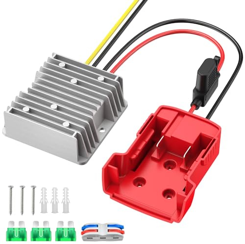 Kzreect 18V to 12V Step-Down Converter for Milwaukee M18 Battery Adapter,DC 12V 20A 240W Buck Converter Reducer Regulator with Upgraded Low Voltage Protection for Golf Cart RC Car LED Lights DIY Toys | DC 12V 20A 240W Output, 14AWG Wire, Built-in Fuse, Voltage Regulator for Golf Carts, RC Cars, LED Lights & DIY Projects
