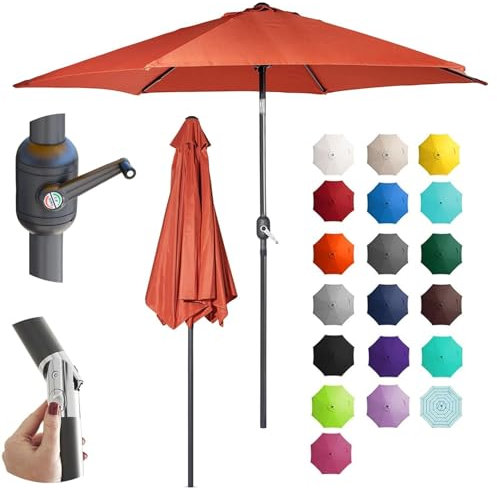 SOYDAN 270cm Sonnenschirm mit 8 Rippen, UV-Schutz Wasserdicht Polyesterschirme, Kippbar, Kurbel, Marktschirm für Garten, Deck, Hinterhof und Pool - Orange (Size : Customized colors)