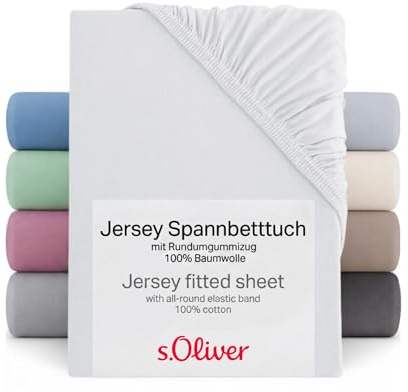 s.Oliver Spannbettlaken 90x200-100x200 cm- 100% Baumwolle, Matratzenhöhe bis 25 cm, besonders weich & angenehm, Spannbetttuch weiß
