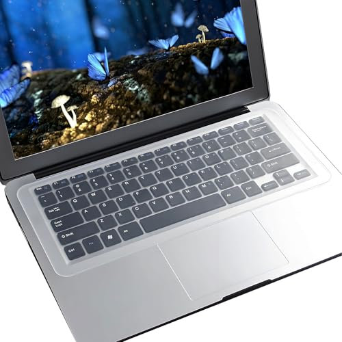 Laptop Tastaturschutz Tastaturschutzfolie Tastaturabdeckung - 365 x135mm Silikon Tastatur Staubschutz kompatibel mit 15-17 Zoll Laptop, Universal & Wasserdichter (1 Stück, Transparente)