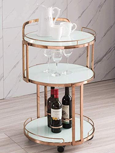 Suuim Servierwagen, Küchenwagen, Barwagen, Schrank auf Rädern, Weinwagen, Hotelwagen, Wein, Tee, Getränkewagen (Silber/Schwarz) (Roséweiß)