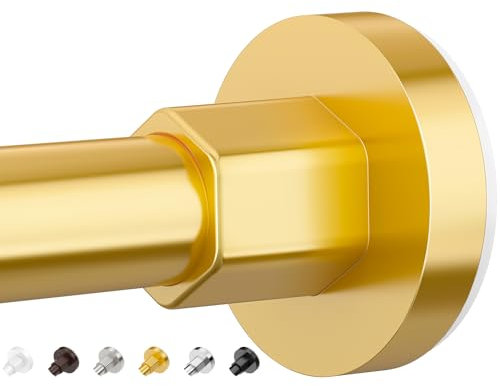 SUNALLY Duschvorhangstangen 32 bis 89 Zoll, Duschspannstange ohne Bohren verstellbare Duschstangen für Badezimmer rutschfeste Edelstahl Teleskop Duschstange für Vorhang, kein Rost, Gold
