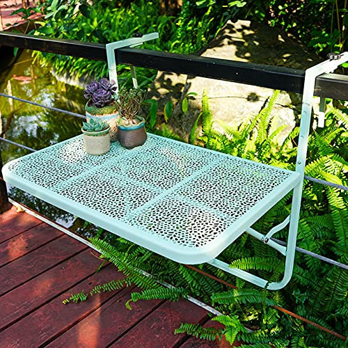 Hängetisch Balkon Klapptisch - Höhenverstellbarer Schmiedeeisen Wandtisch für Geländer, Platzsparender Klapptisch