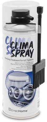 ErrecHome Clima Spray PRO, Klimaanlagenreiniger mit speziellem Dosierpinsel mit harten Borsten für die direkte Anwendung an Wärmetauschern, enthält Einweghandschuhe, 400ml Spraydose