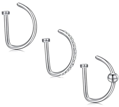 MODRSA Fake Nasenpiercing 20G Nasenring Ring Fake Septum Piercing Non-Piercing für Herren Damen Nase Hoop Ring Schmuck Silber Gold