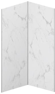 Vente-unique - Lot de 2 panneaux muraux de douche effet marbre blanc en aluminium avec profilés - 2 x L90 x H210 cm - ENEKO