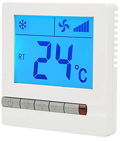 Controlador de Temperatura Digital Termostato con Pantalla LCD y Sensor Termistor para Control de Unidades Fan Coil Válvulas Eléctricas y Sistemas de Aire Acondicionado Central
