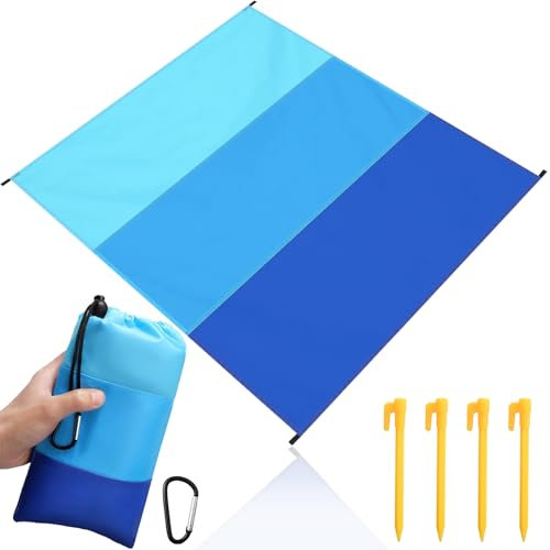 Votoko Coperta da Spiaggia 210x200 cm, Tappetino da Spiaggia Leggero e Compatto, Stuoia Spiaggia Pieghevole Impermeabile, Asciugatura Rapida, Resistente al Vento per Spiaggia, Viaggi e Campeggio