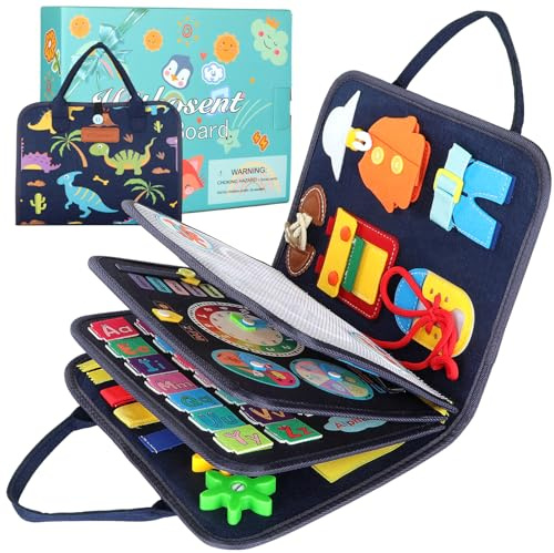 Withosent 5 Capas Busy Board Toddler, 27 en 1 Juguetes Montessori, Tablero Actividades Sensorial Montessori, Busy Book Aprende a Vestir Educación Temprana para Niños Niñas de 3 4 Años