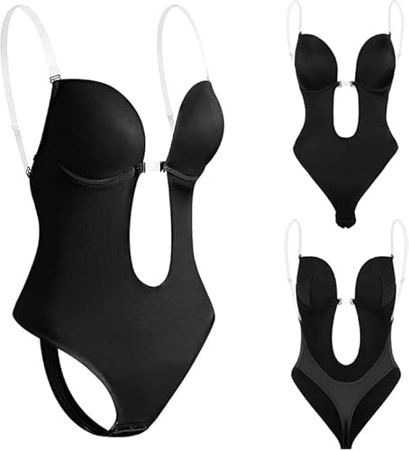Genérico Sujetador Moldeador Lencería moldeadora de Cuerpo, Sujetador moldeador de cuerpo sin espalda, Entrepierna abierta sin costuras ajustable (01 Negro, L)