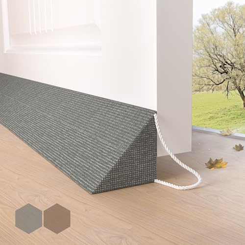 HIZH Upgraded Heavy Duty Draft Excluder for Doors,35.4''Extra Thick Wedge Design Seals Large Gaps up to 3'',Weighted Under Door Stop for Soundproofing,Light Blocking & Energy Saving,Grey