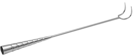 Crochet à Viande Barbecue 1pc en Acier Inoxydable, Double Griffe | Manche Long, Argenté, pour Cuisson et Rôtissage, Ne Glisse Pas Facilement, Usage Familial