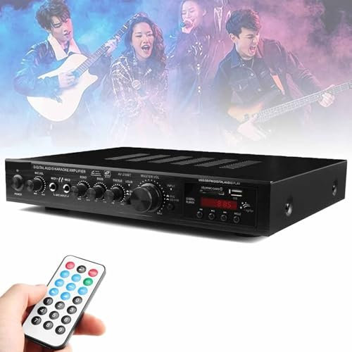 5 Channel Home Theater Amplifier with Antenna, USB Playback, FM Radio, Remote Control, Surround Sound Equalizer, Adjustable Volume, Multi-room And Movie (black),Black