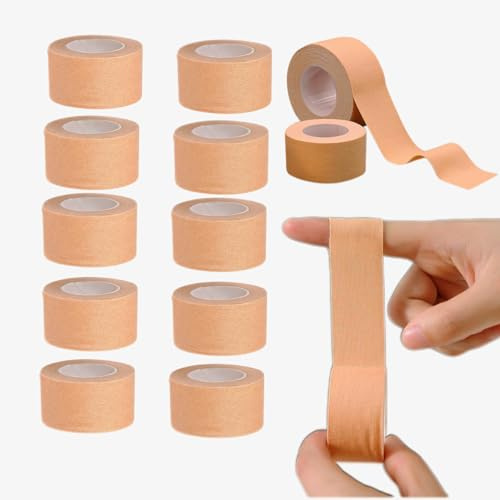 12 Rolls Skin Color Self-Adhesive Wrap Tape, 2.5cm x 5m Breathable Plaster Tape, Flexible Adhesive Bandage for Dressing Fixing, Sports & Daily Use