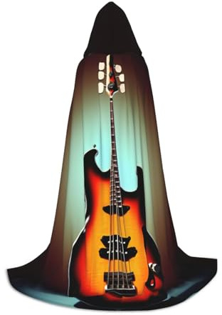 KLJnmbb Chitarra Basso Musica Strumento Musicale Stampa Mantello Con Cappuccio Adulti Adolescenti Bambini Varietà Mago Capo Robehalloween Carnevale Cosplay
