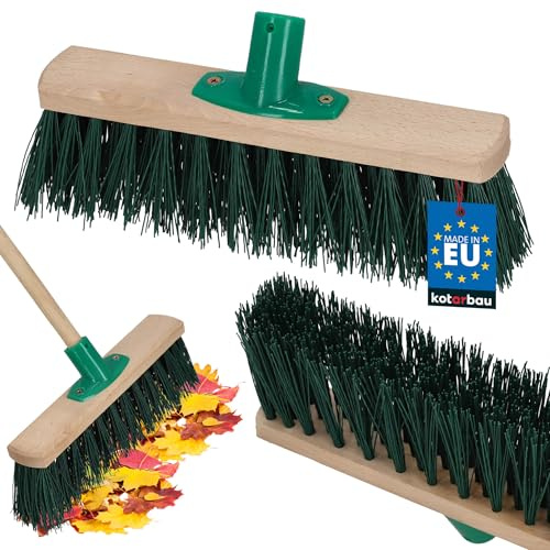 KOTARBAU® Besen ohne Stiel - 30 cm - Straßenbesen - mit Nylonborsten - Kehrbesen aus Holz - für Draußen & Drinnen - Zimmerbesen ohne Stiel - Gartenbesen - Grün