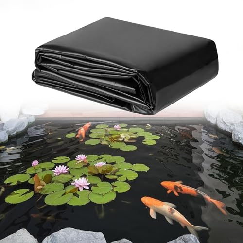 ZJUNLI Fodera Laghetto 550 x 800 cm in HDPE Grande Rivestimento Laghetto da Giardino Stabile Ai Raggi UV per da Giardino per Laghetti Pesci, Fontane, Giardini e Cascate, Nero