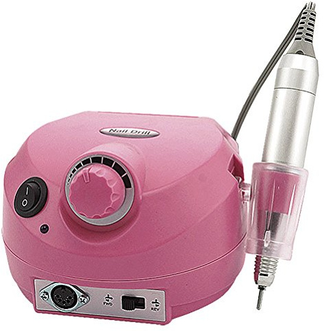 Crisnails® Torno de Manicura Profesional de 30.000 RPM con 6 Fresas Peluquería Multicolores Nail Polisher (Rosa)