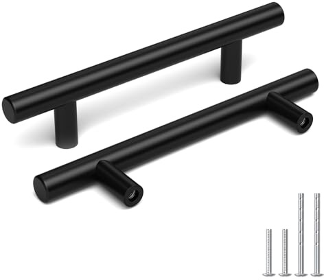 Goldenwarm 15 Piezas Tiradores Aarmarios Cocina 96mm Tiradores Negros Superficie Lisa Redonda Estilo Minimalista Adecuados Para Armarios Roperos Y Librerías