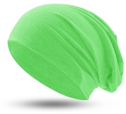 Hatstar Klassische Beanie Mütze in Neon Grün, für Damen und Herren, weiches & atmungsaktives Material in Einheitsgröße, Übergangsmütze für Frühling, Sommer und Herbst