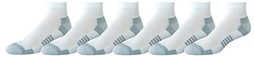 Amazon Essentials Calcetines Tobilleros Deportivos, Transpirables, Mezcla de Algodón, Acolchados Hombre, 6 Pares, Blanco, 41-45