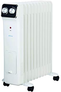 PUR LINE | Radiatore a olio da 2500 W, 11 elementi, termostato regolabile, 3 livelli di potenza - Radiatore a olio con umidificatore integrato e stendibiancheria