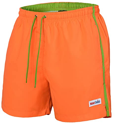 Mount Swiss herr badbyxor Dario med sidofickor och bakficka I fashionabla herrshorts simning fritid vattensport I bekväma badshorts i många färger storlek S – 6XL, apelsin, 6XL