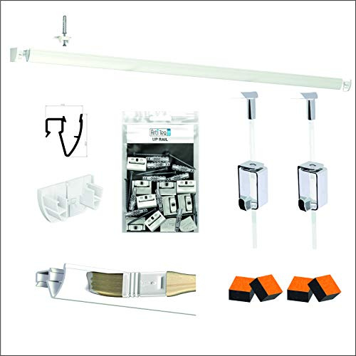 Pack Cimaise Up Rail Artiteq - Fixation Plafond - Accrochage de Tableau Haut de Gamme (2 Mètres, Blanc)