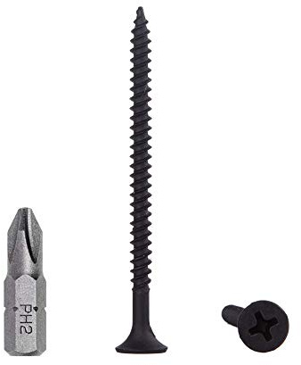 250 Stück schwarze Phosphat-Kohlenstoffstahl 3,5 x 55 mm Schnellbauschrauben Feingewinde Kreuzschlitz Stiftkopf Trockenbaublechbefestigung (250, 3,5 x 55 mm)