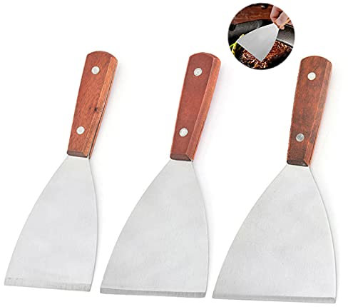 SPJUMHONG73 Grillspachtel Edelstahl, 3 Stück Pfannenwender Edelstahl Set, Plancha Spachtel Pizzaspachtel Kochspachtel Küchenspachtel BBQ Spatel