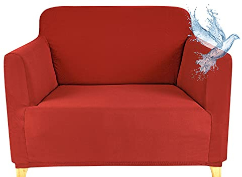 Poligino Sofabezug 1 Sitzer Wasserdicht, Sofahusse Elastisch Universal, Sofa Cover Stretch 1 Sitzer (70-120 cm) Orange
