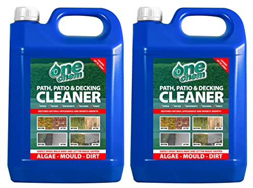 One Chem - 2 x 5L Heavy Duty Patio Cleaner - Path Cleaner Concentrate - Mould Remover, Lichen Remover, Algae Remover - Pressure Washer Detergent - Lichen Control