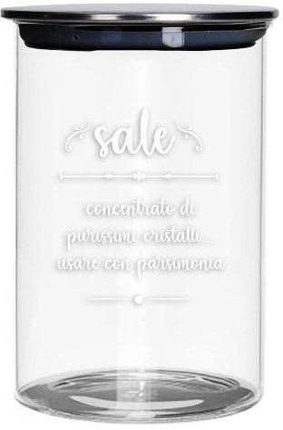 BRANDANI Barattolo Sale Metal 52608 - Moderno ed Elegante - Vasetto per Alimenti - 10 x 15 cm